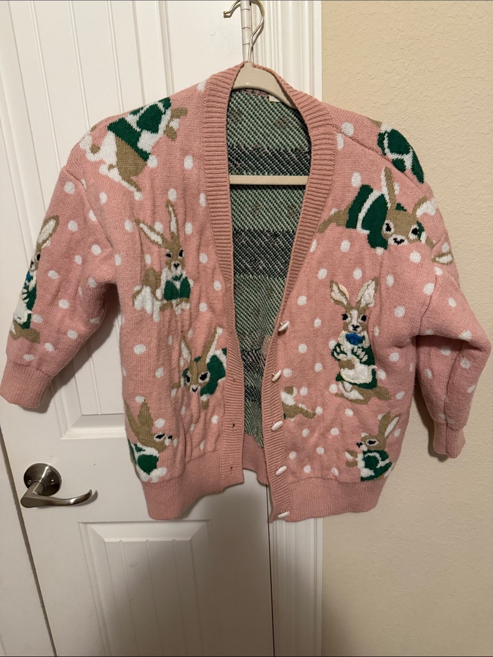 Women’s Pink Bunny Button-Front Cardigan Sweater
